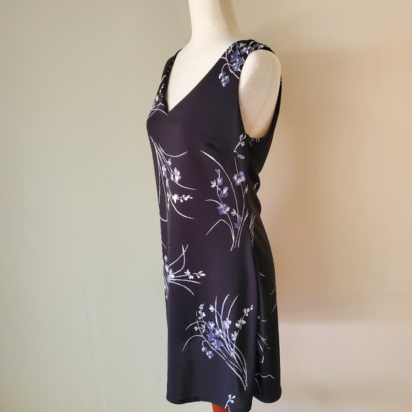 Vintage Sleeveless Floral 90s Black Dress Knapp Studio Size Large - Picture 4 of 13
